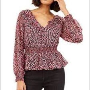 Bar III Dotted Whimsy Print Low Back Ruffled Top